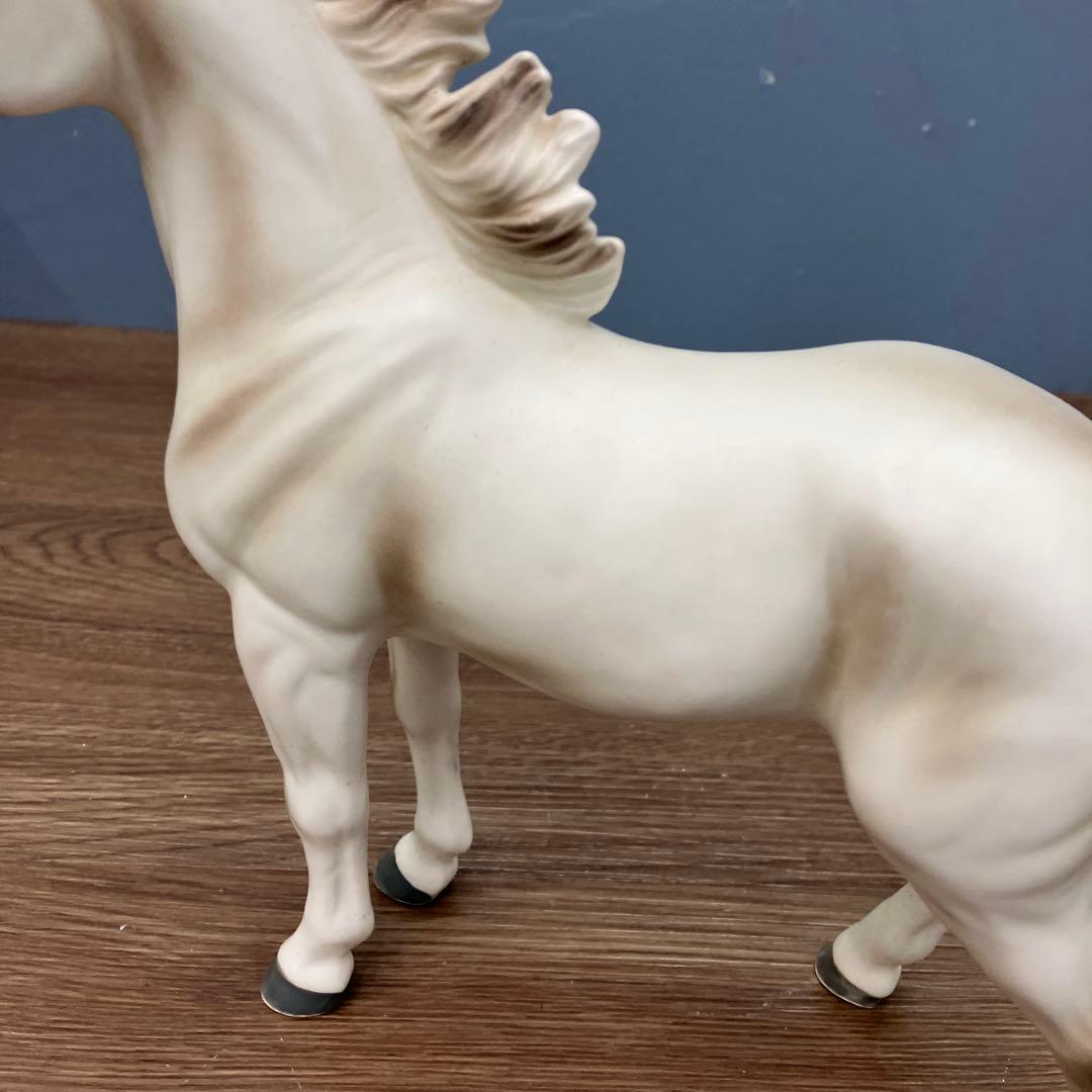C-1 ヴィンテージ 馬 陶器 フィギュア 白馬 置物 インテリア 外箱付き