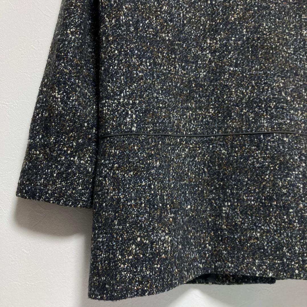 LANVIN COLLECTIONランバン ツイードステンカラーコート Lミディ