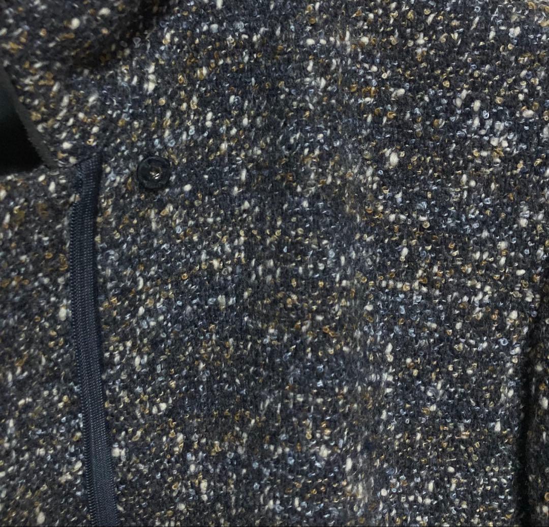 LANVIN COLLECTIONランバン ツイードステンカラーコート Lミディ