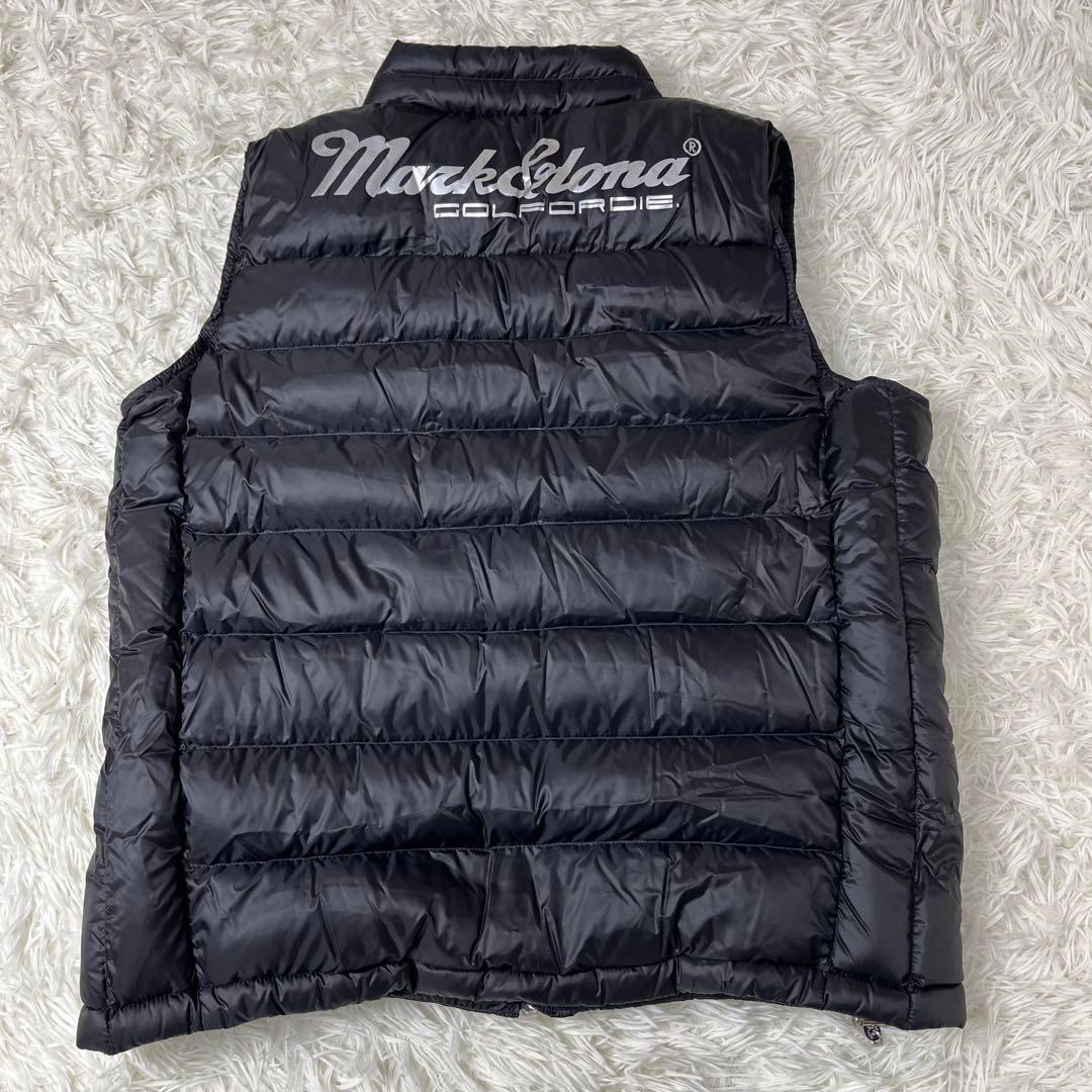 【極美品】MARK & LONA ダウンベスト スカル ワッペン 黒 ゴルフ