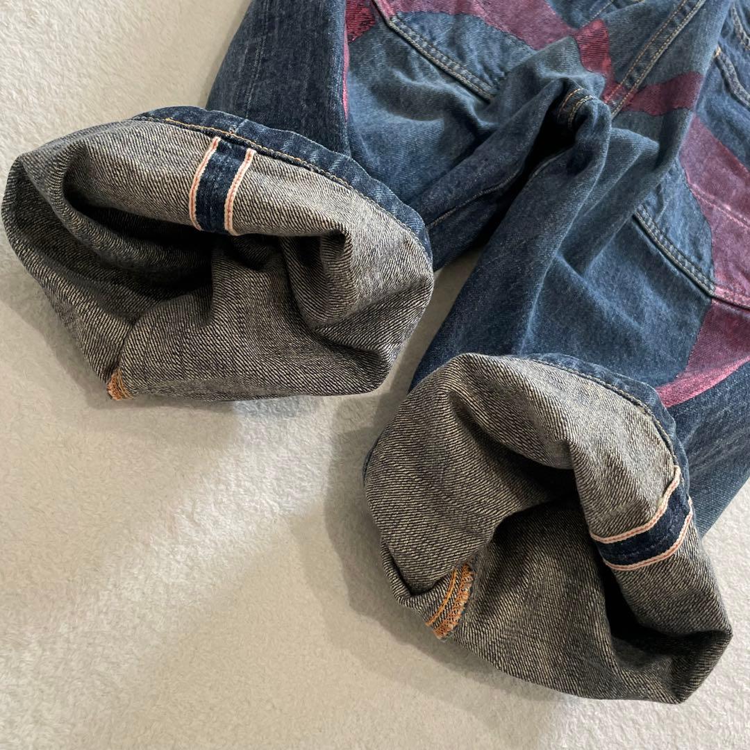 EVISU ハーフデニム　ビッグカモメ　ピンク　赤耳　塩谷ブラザーズ　日本製