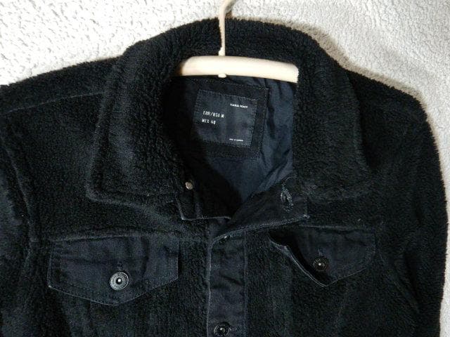 o5771　ZARA　ボア　フリース　ジャケット　部分　ブラックデニム　デザイン