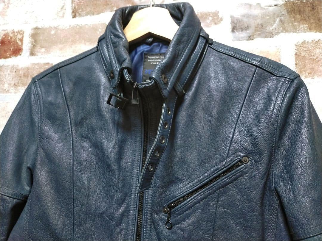 NICOLE CLUB FOR MEN やぎ革 シングル ライダース ジャケット