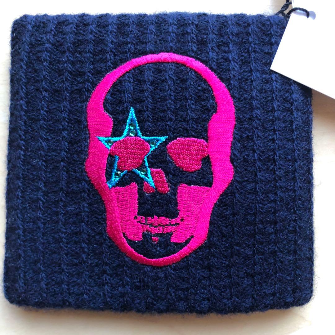 新品★ルシアンペラフィネ　リストバンド　スカル　ウール　カシミヤ　スワロフスキー