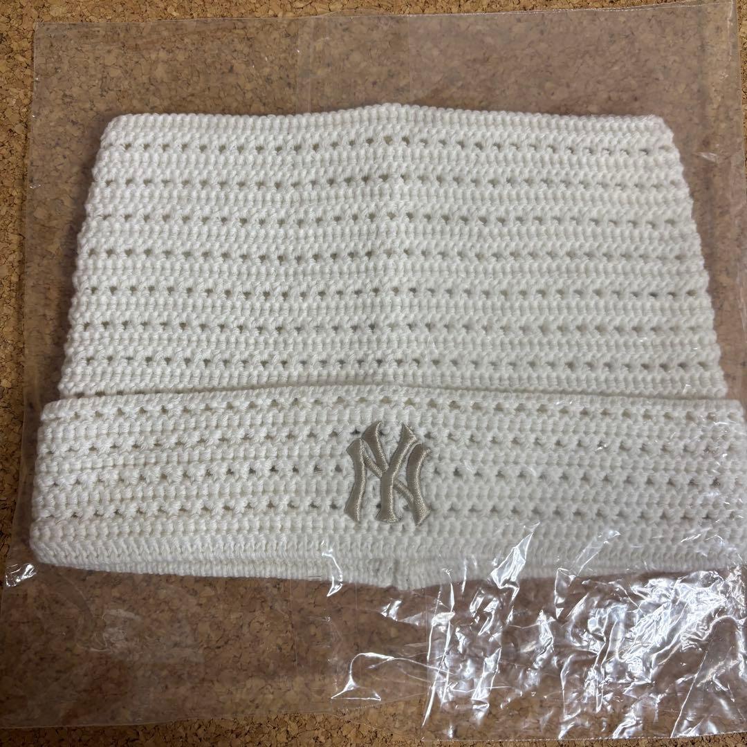 【残1点】MLB Summer 韓国限定 ビーニー 猫耳 ニット帽 クリーム