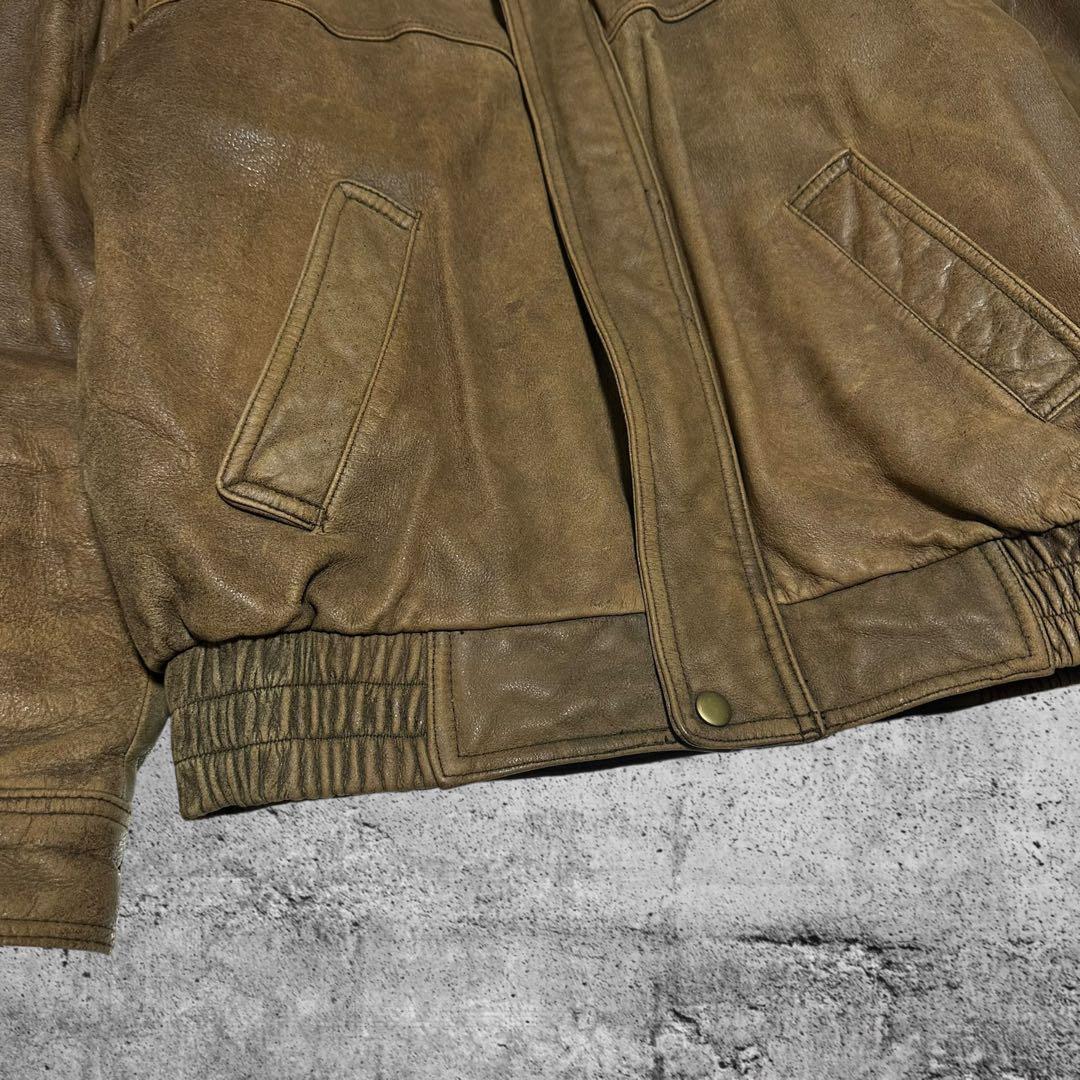 【非売品】初代ボスジャン カウレザー 牛革 エンボス加工 バックロゴ 短丈 L