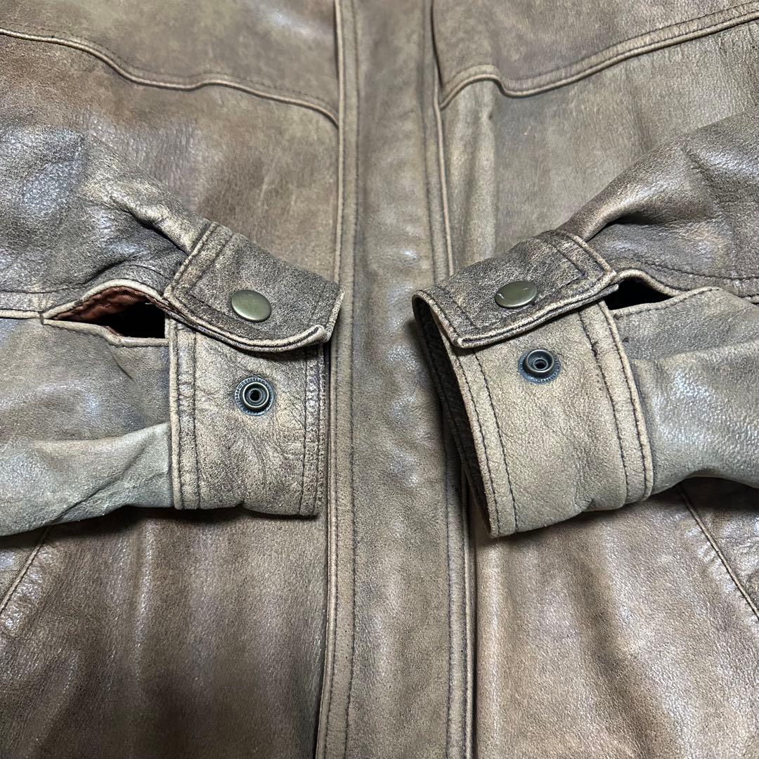 【非売品】初代ボスジャン カウレザー 牛革 エンボス加工 バックロゴ 短丈 L