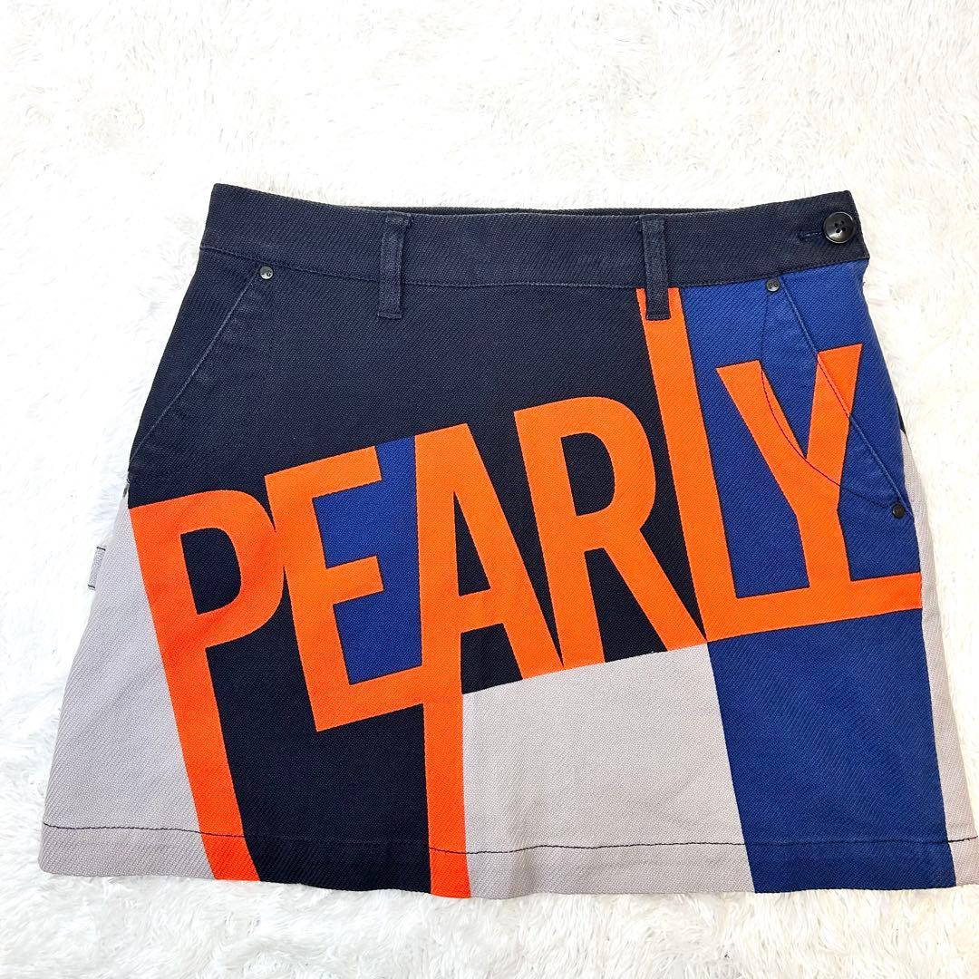 PEARLY GATES ロゴスカート 総柄 ミニ丈 サイズ0 S