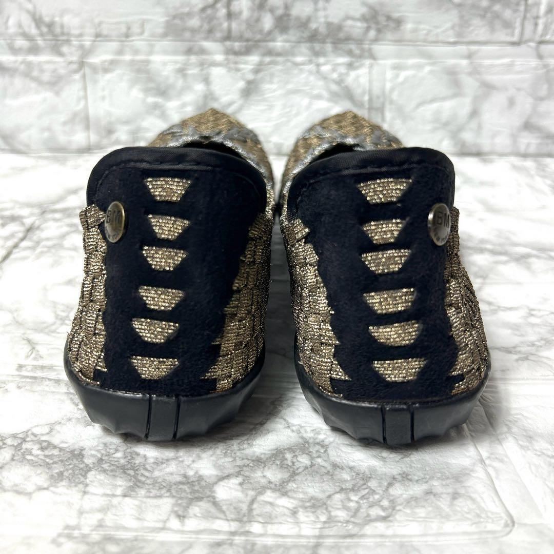 【未使用品】bernie Mev バレエフラットパンプス バケット織 ブロンズ