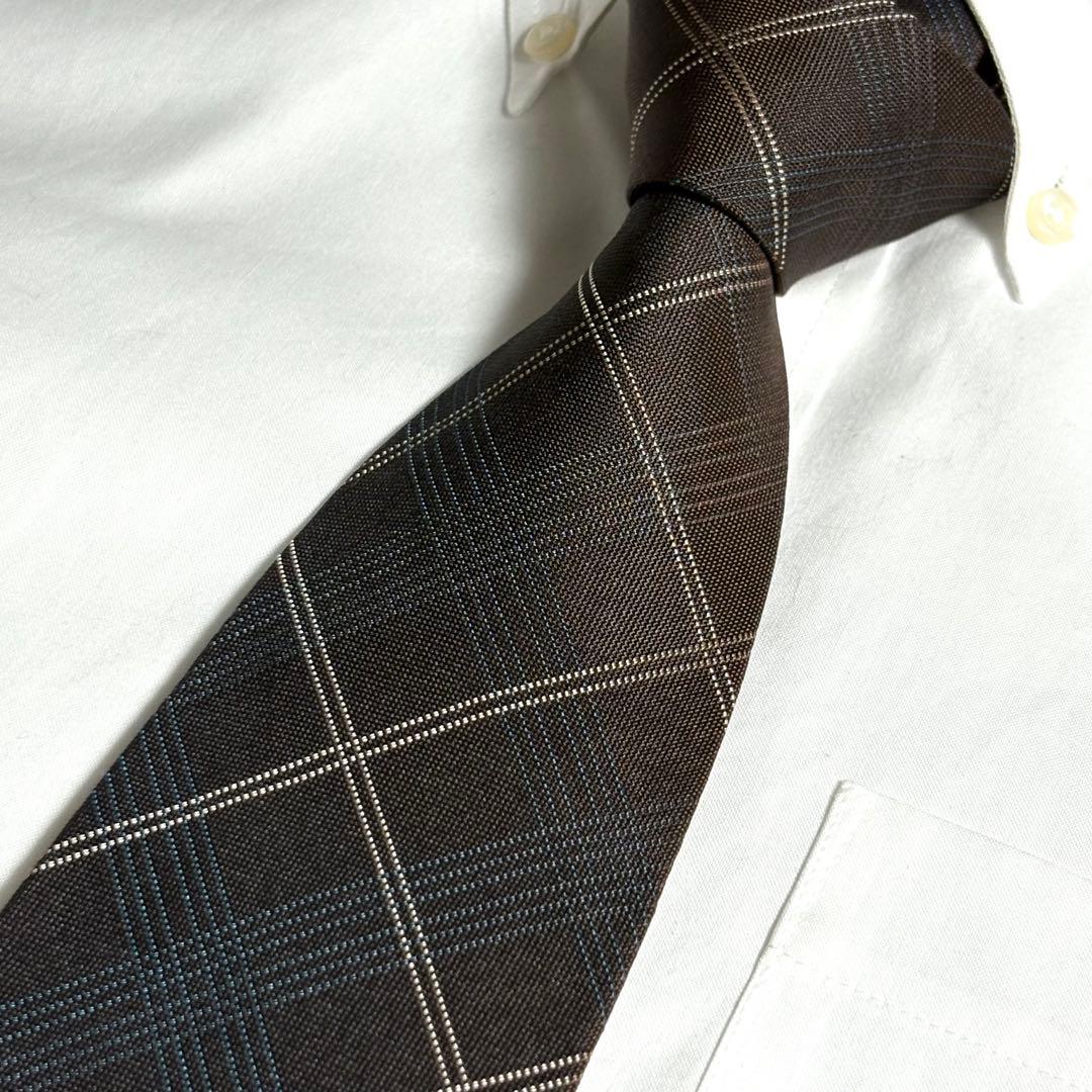 dunhill ネクタイ ダークブラウン チェック柄