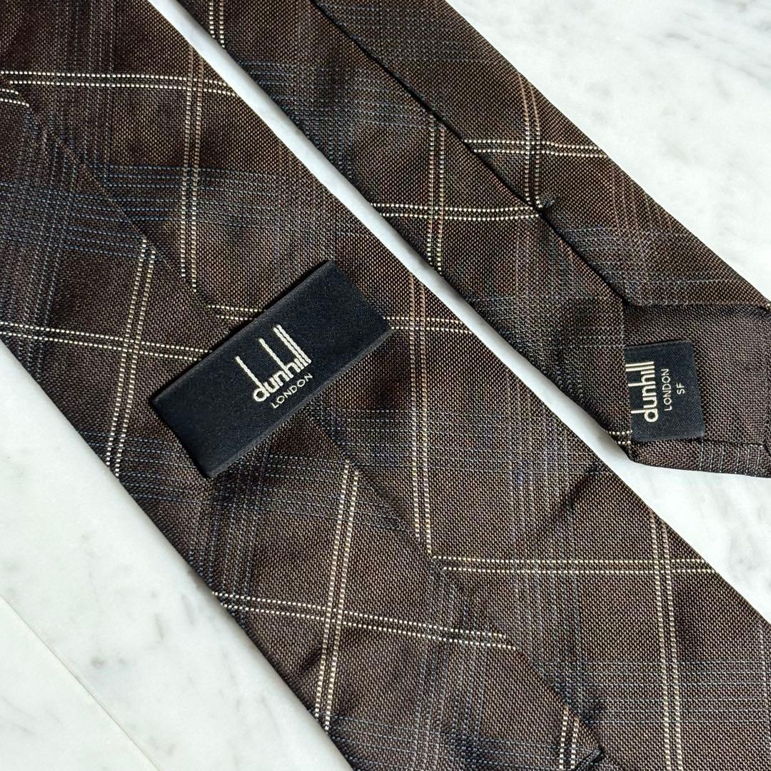 dunhill ネクタイ ダークブラウン チェック柄