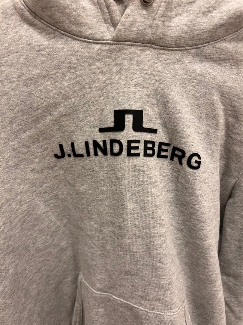 【美品】J.LINDEBERG ロゴパーカー グレー フーディー ゴルフウェア