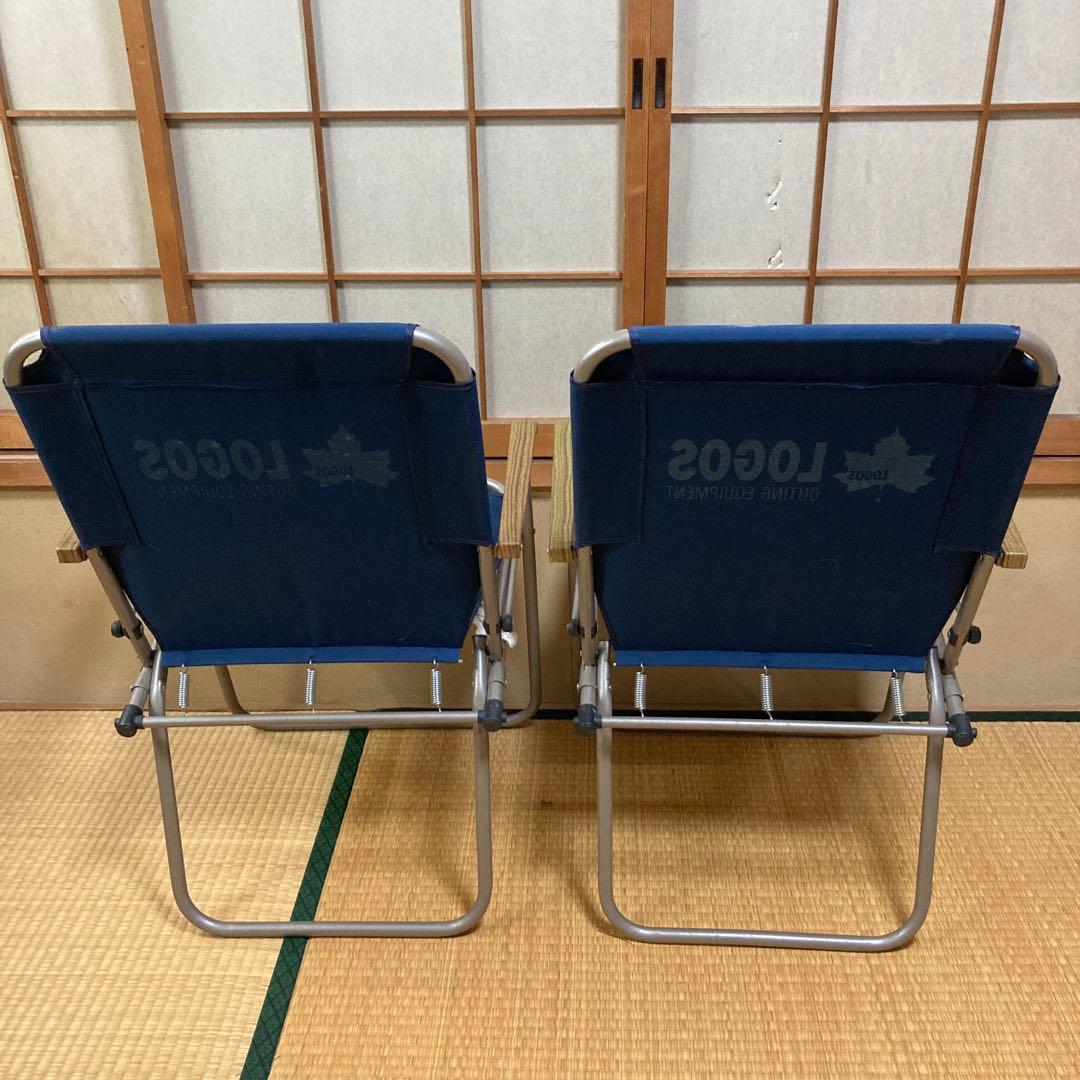 LOGOS ネイビー 折りたたみチェア 4脚セット グッディチェア　アウトドア