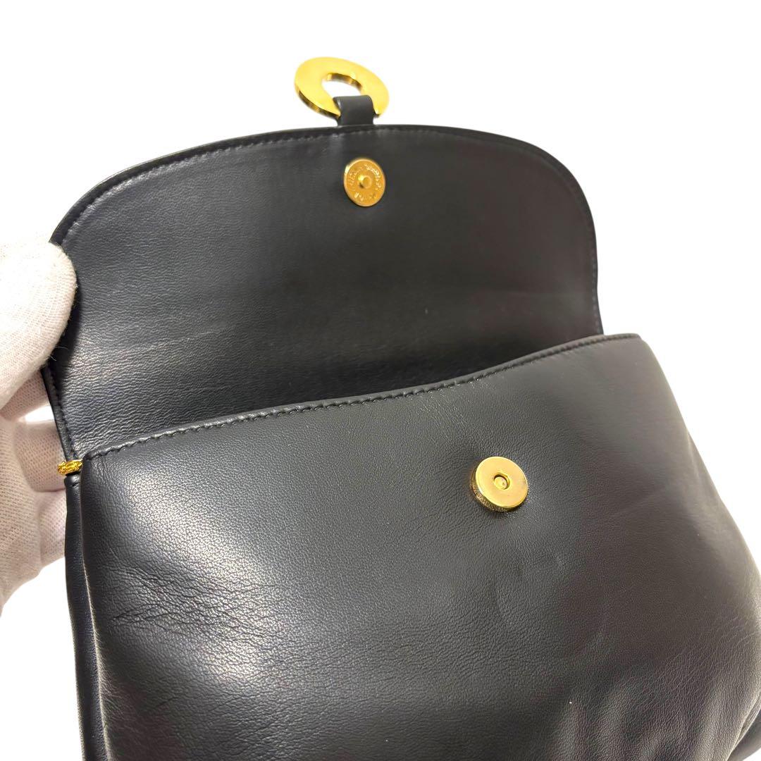 【未使用✨】濱野 ショルダーバッグ チェーン付 上質レザー 黒 付属品完備