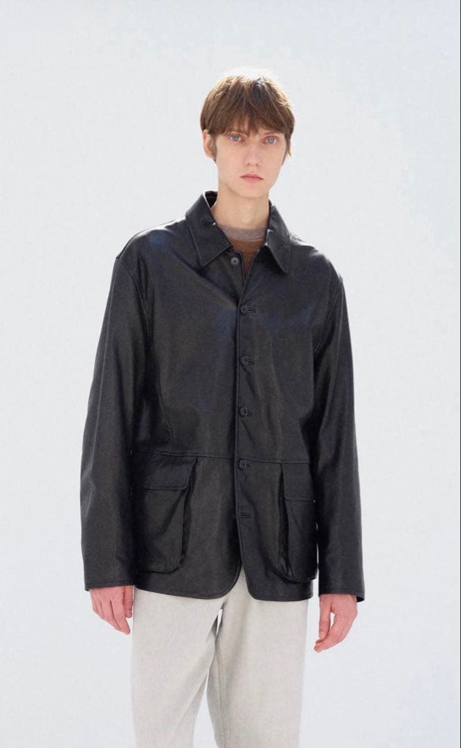 ジャケット・アウター AURALEE TEXTURED LAMB LEATHER BLOUSON 3