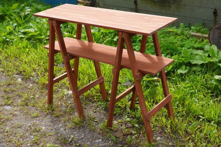 ウッドシェルフ　ウッドラック　チーク色(塗装済)   木製　棚　ハンドメイド