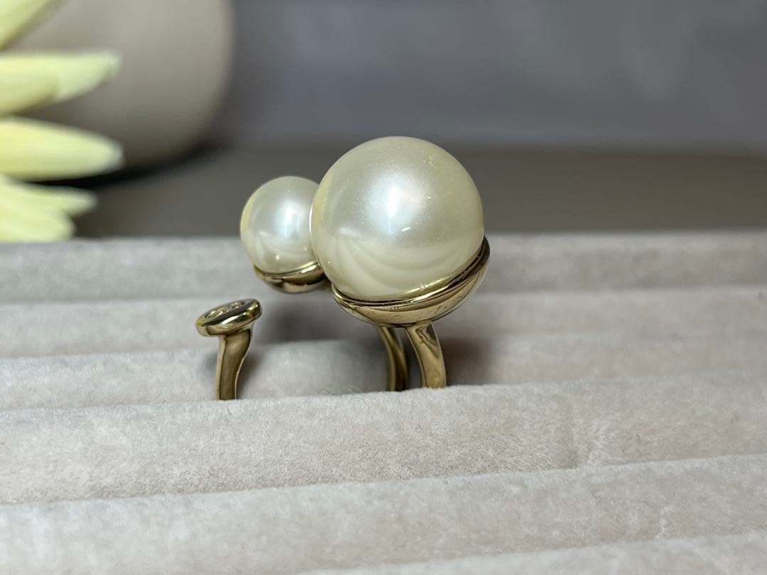美品✨ Dior ディオール　W パール　指輪　リング　ゴールド　金　L