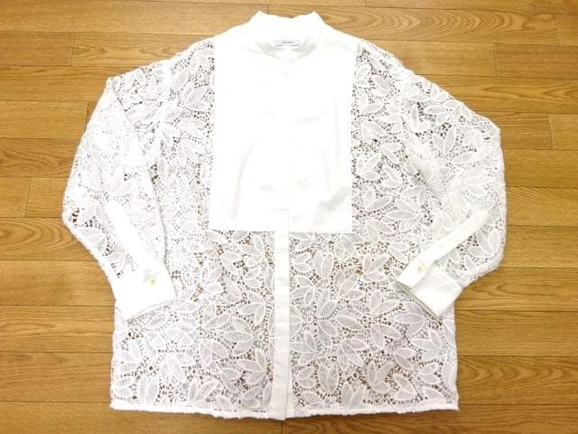 エリオポール　LACE SHIRT w/starched bosom　38　白