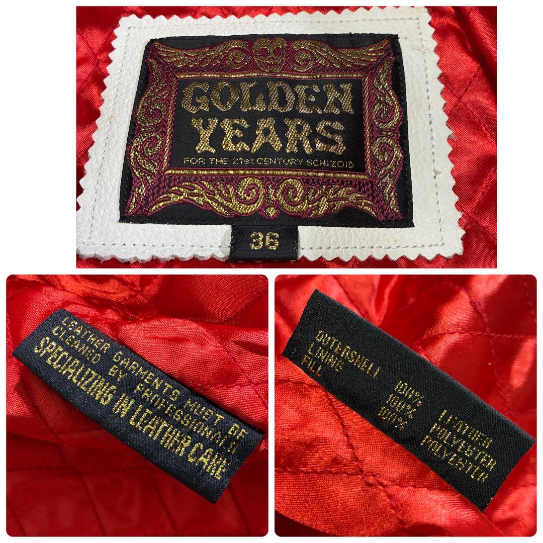 【希少】GOLDEN YEARS レザー ダブルライダース 白黒 36 牛革