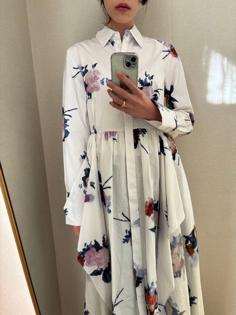 ERDEM アーデム　ローズ　フラワー　花柄　シャツ　ドレス　ワンピース
