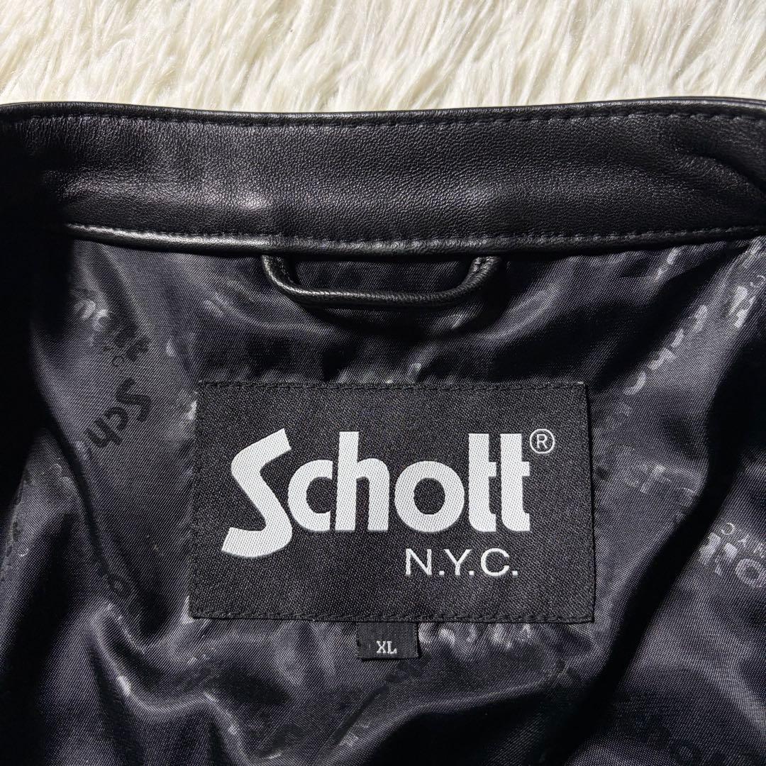 極美品■schott ライダースジャケット　セミダブル　羊革　ブラック　XL