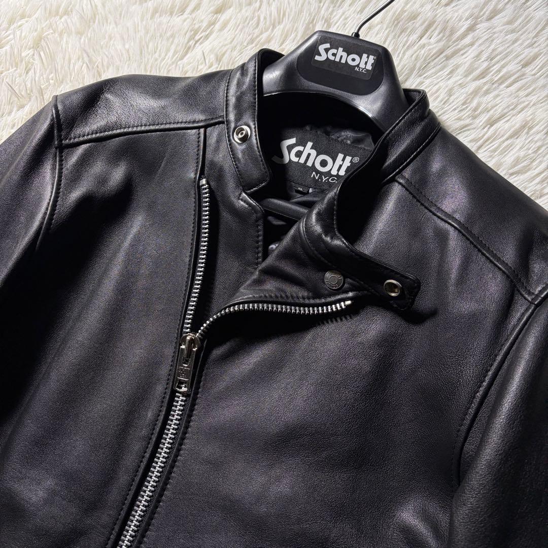 極美品■schott ライダースジャケット　セミダブル　羊革　ブラック　XL
