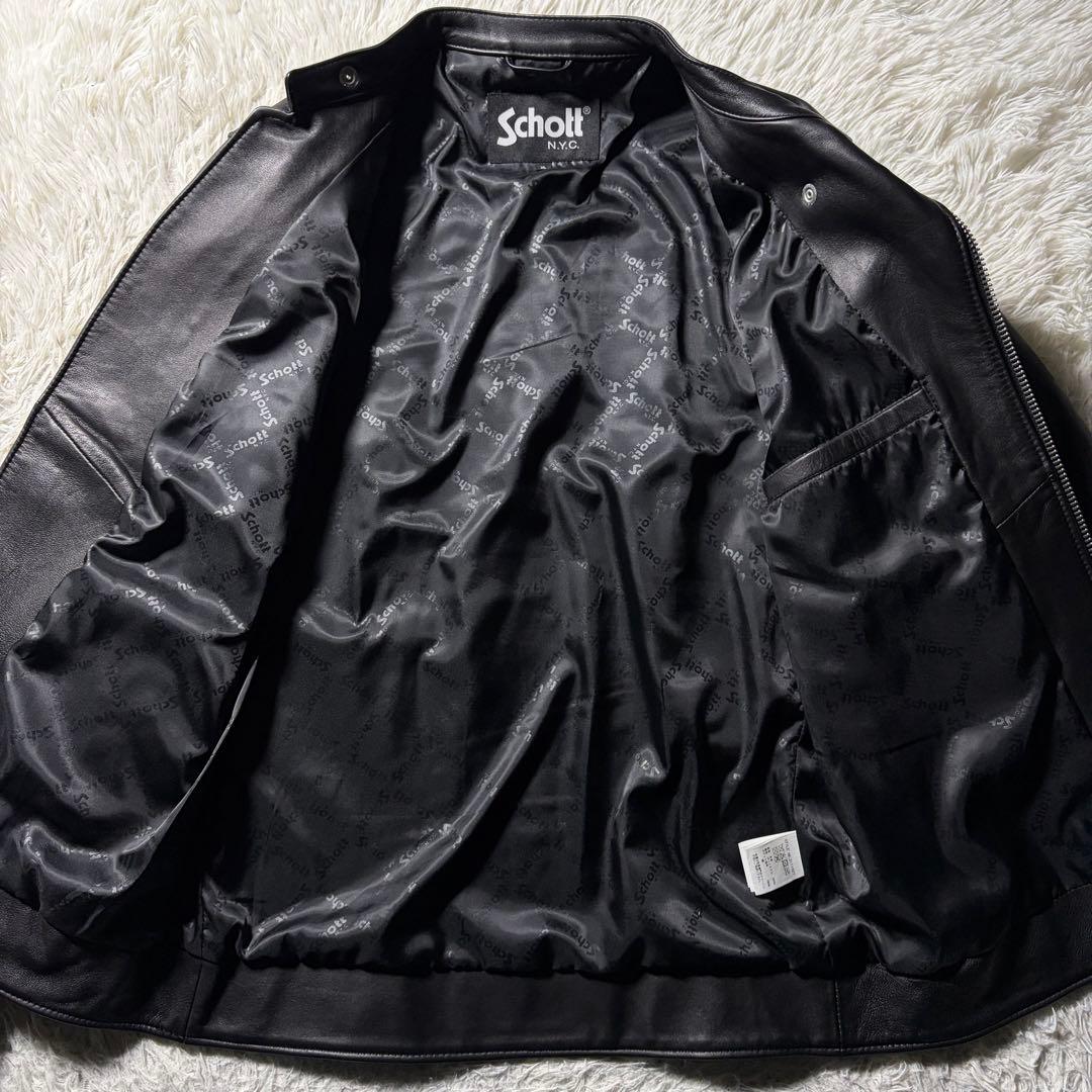 極美品■schott ライダースジャケット　セミダブル　羊革　ブラック　XL