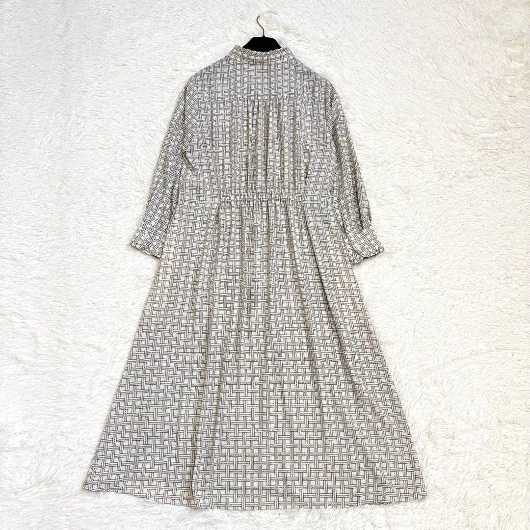 美品　マッキントッシュロンドン 総柄 フレアワンピース L ロングワンピース　白