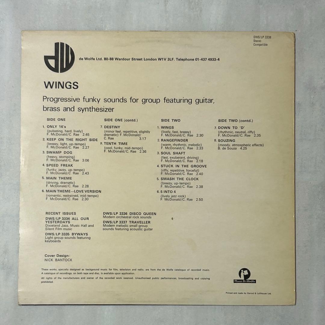 Music De Wolfe／Wings ライブラリーLP（1976）