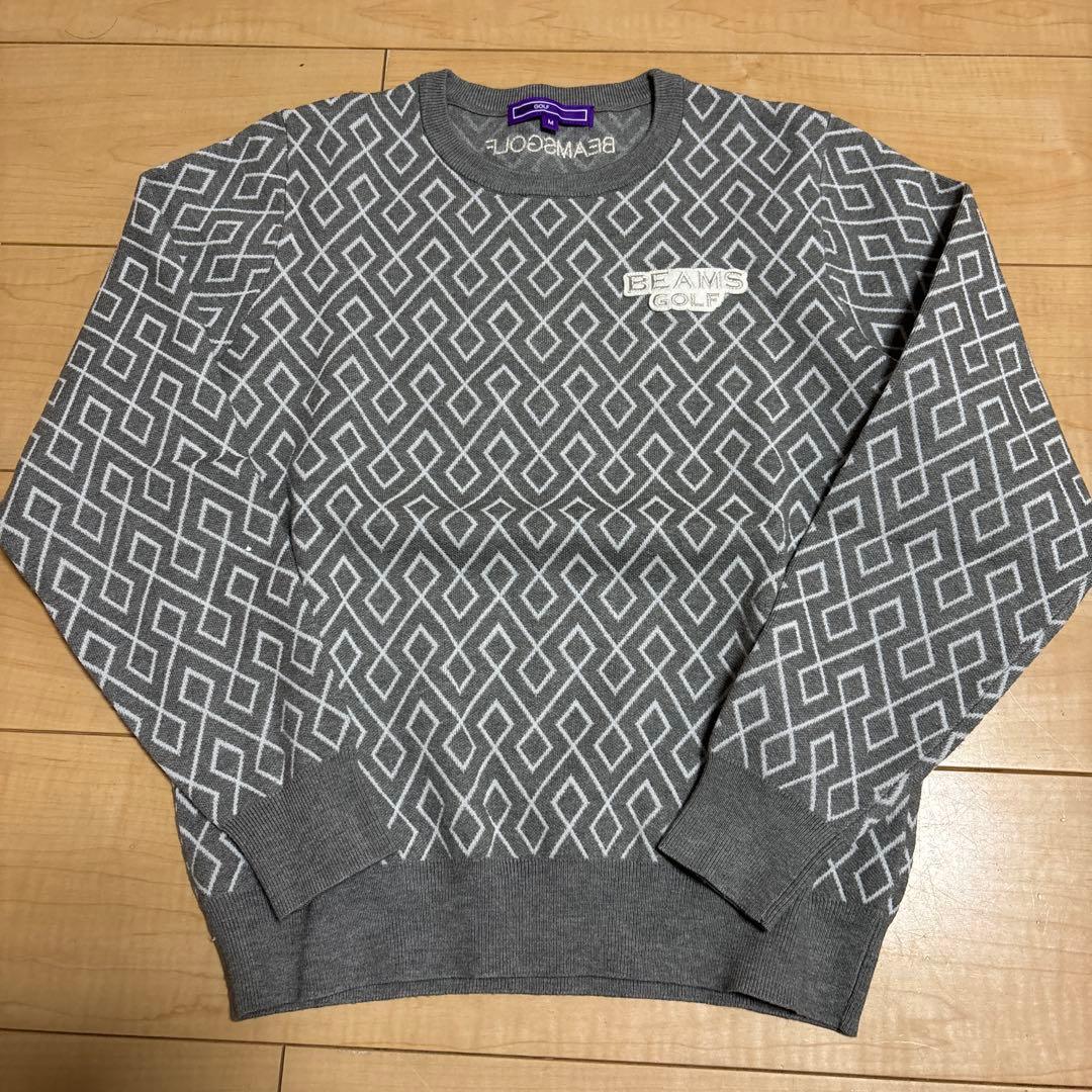 BEAMS GOLF パープルレーベル ジオメ柄 ニット M 総柄　レディース