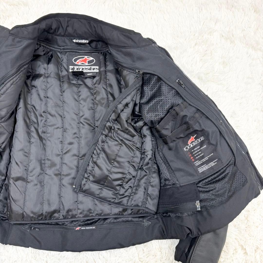 アルパインスターズ ライダースジャケット ライナー付き レザー ロゴ型押し XL