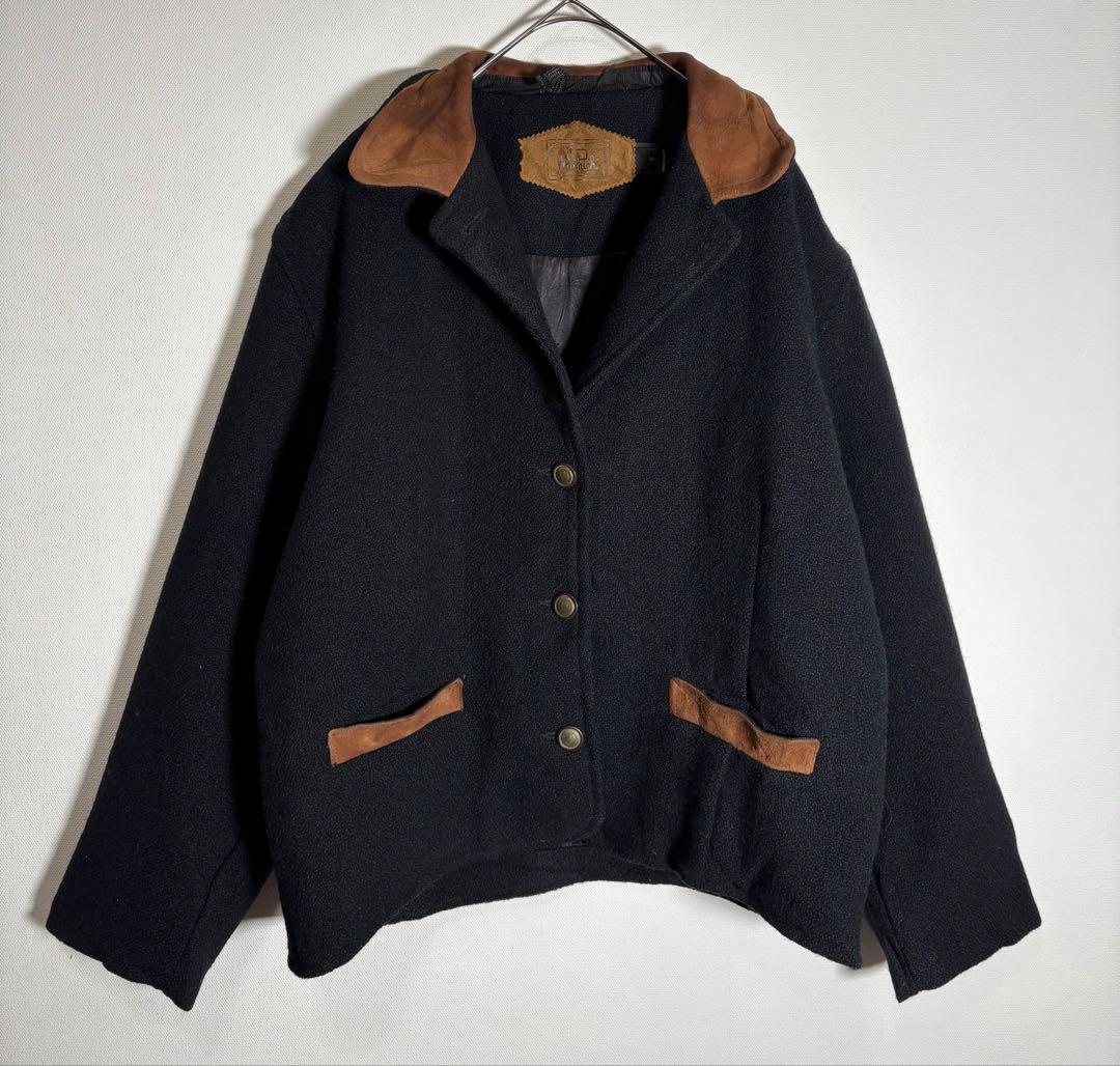 WOOL RICH ウールリッチ　USA製 レザー襟　ウールジャケット