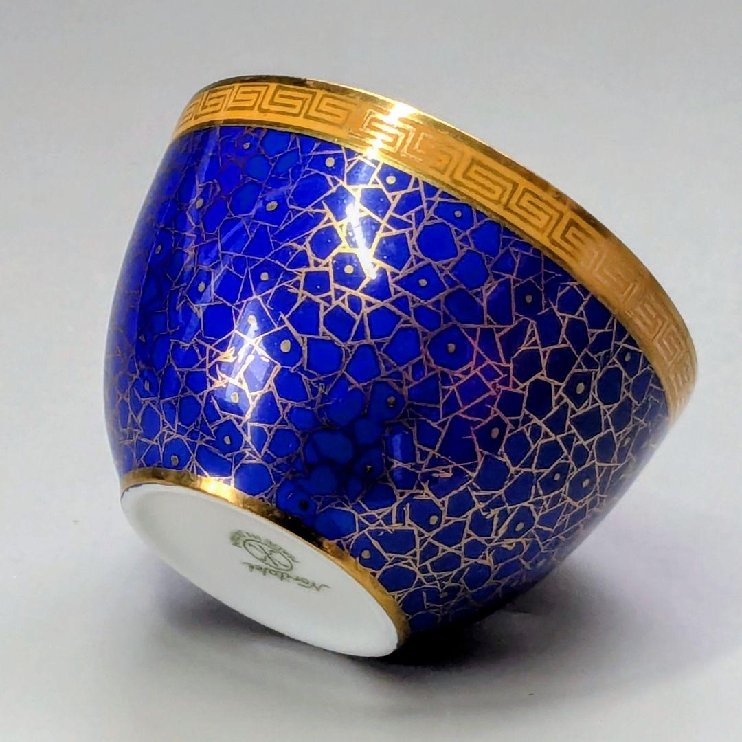 オールドノリタケ銘品!! 金彩コバルト連鎖幾何学装飾紋　シュガーボウル