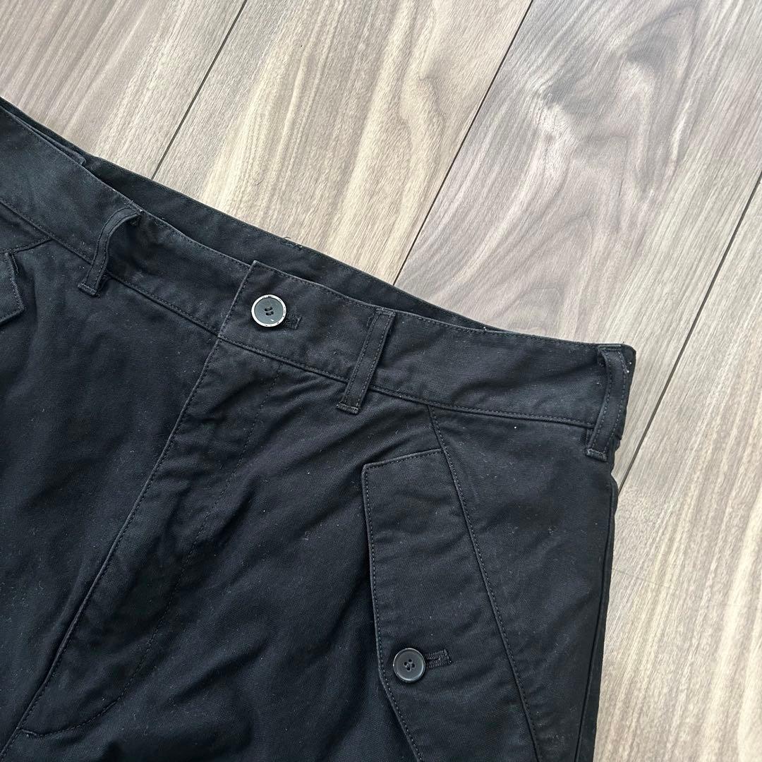 DIGAWEL ブラックカーゴパンツ ドローストリング付き　製品染め加工