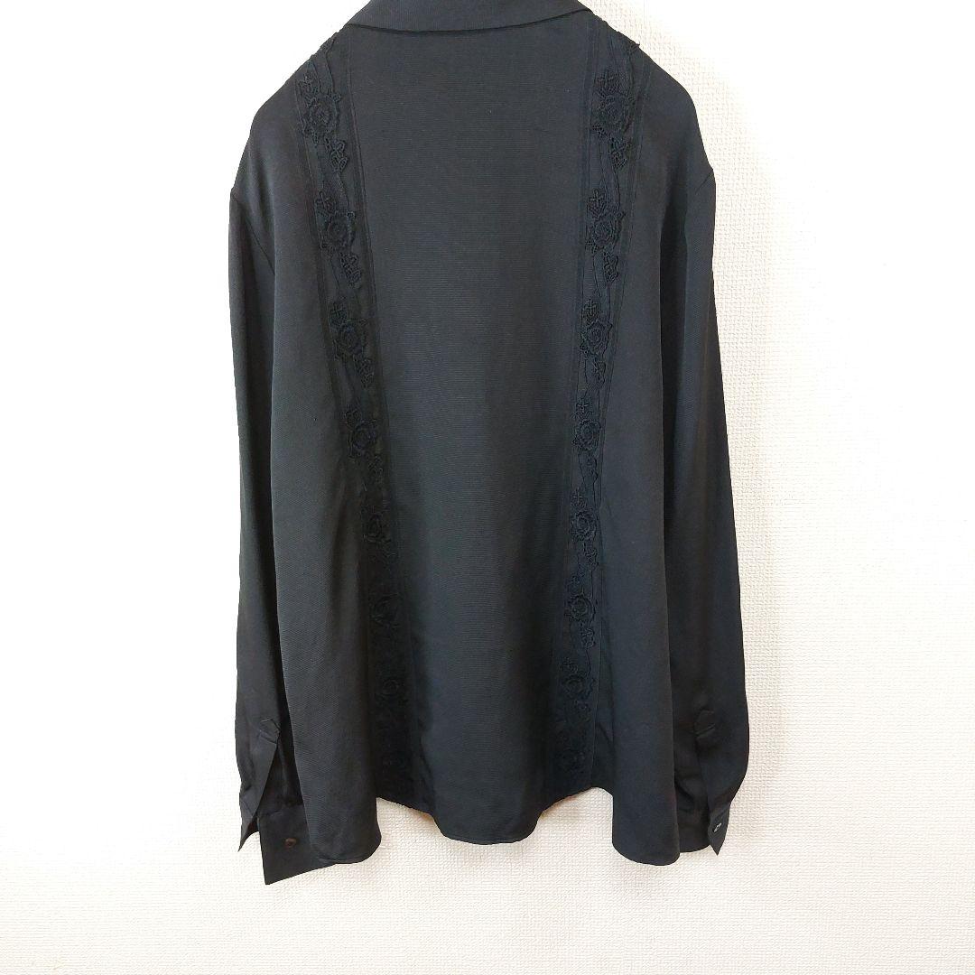 KEITA MARUYAMA　レース刺繍シルクシャツ 花柄 黒 M 長袖