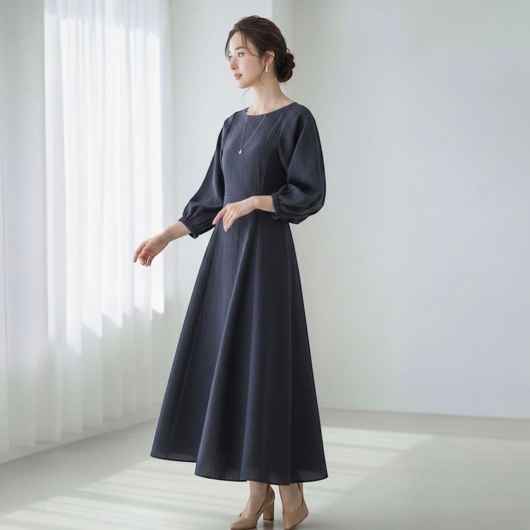 極美品✨ 24SSヴェルメイユパーイエナ パフスリーブワンピース 38 濃紺