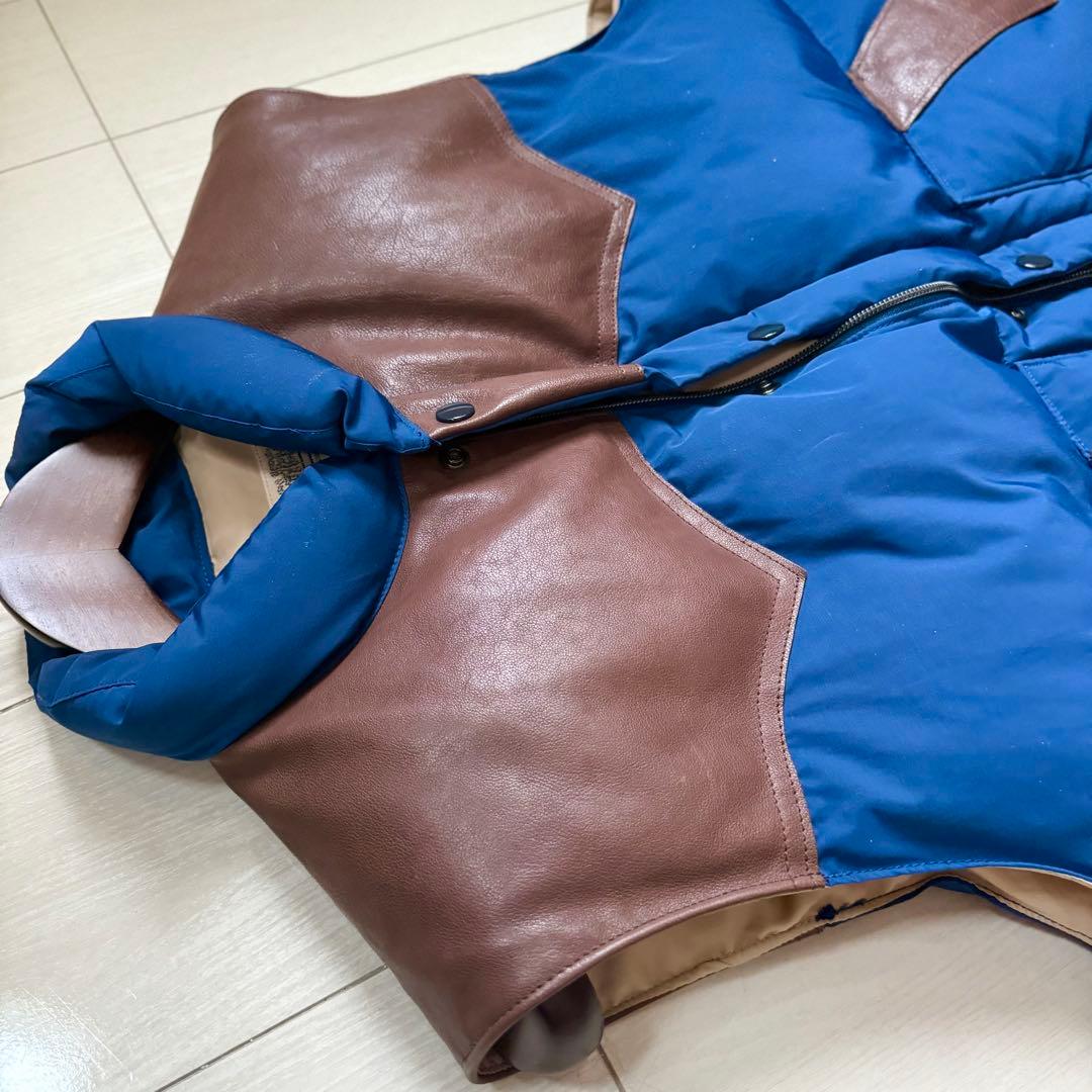 【使用2回】Schott レザーコンビベスト RANCHER ネイビー Lサイズ