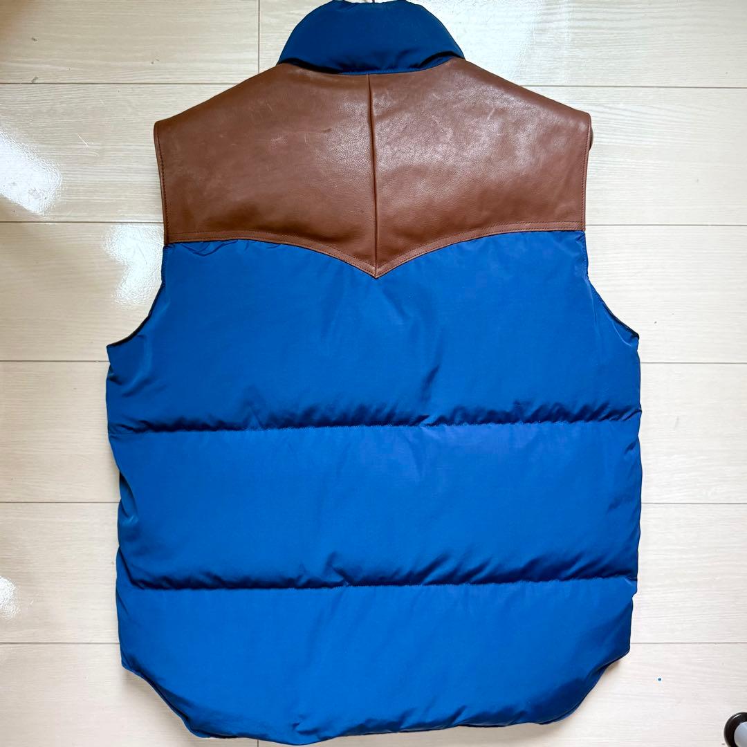 【使用2回】Schott レザーコンビベスト RANCHER ネイビー Lサイズ