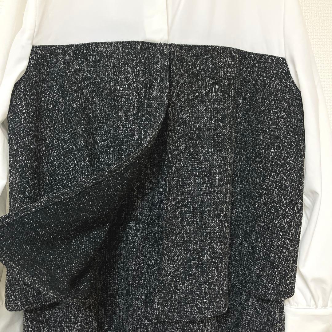 未使用　美品　anySiS　【洗える】ツイードコンビ ワンピース ブラック系　２