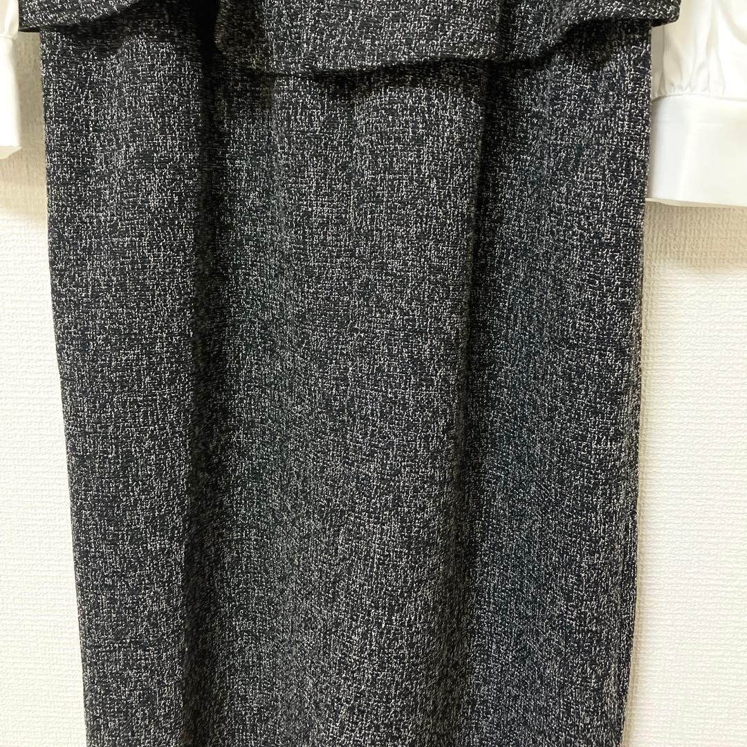 未使用　美品　anySiS　【洗える】ツイードコンビ ワンピース ブラック系　２