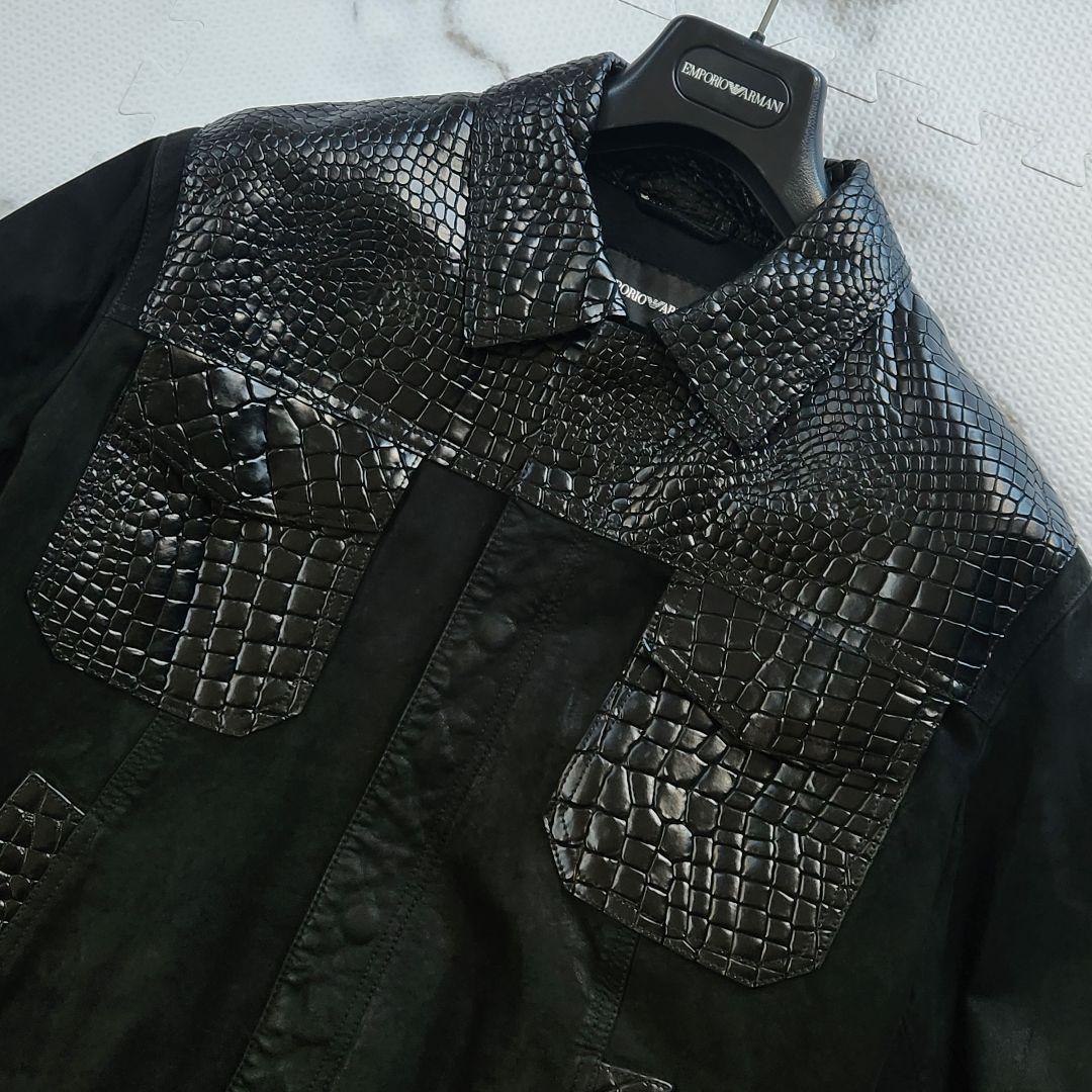 超希少✨XXXL相当 エンポリオアルマーニ レザージャケット クロコ型押し
