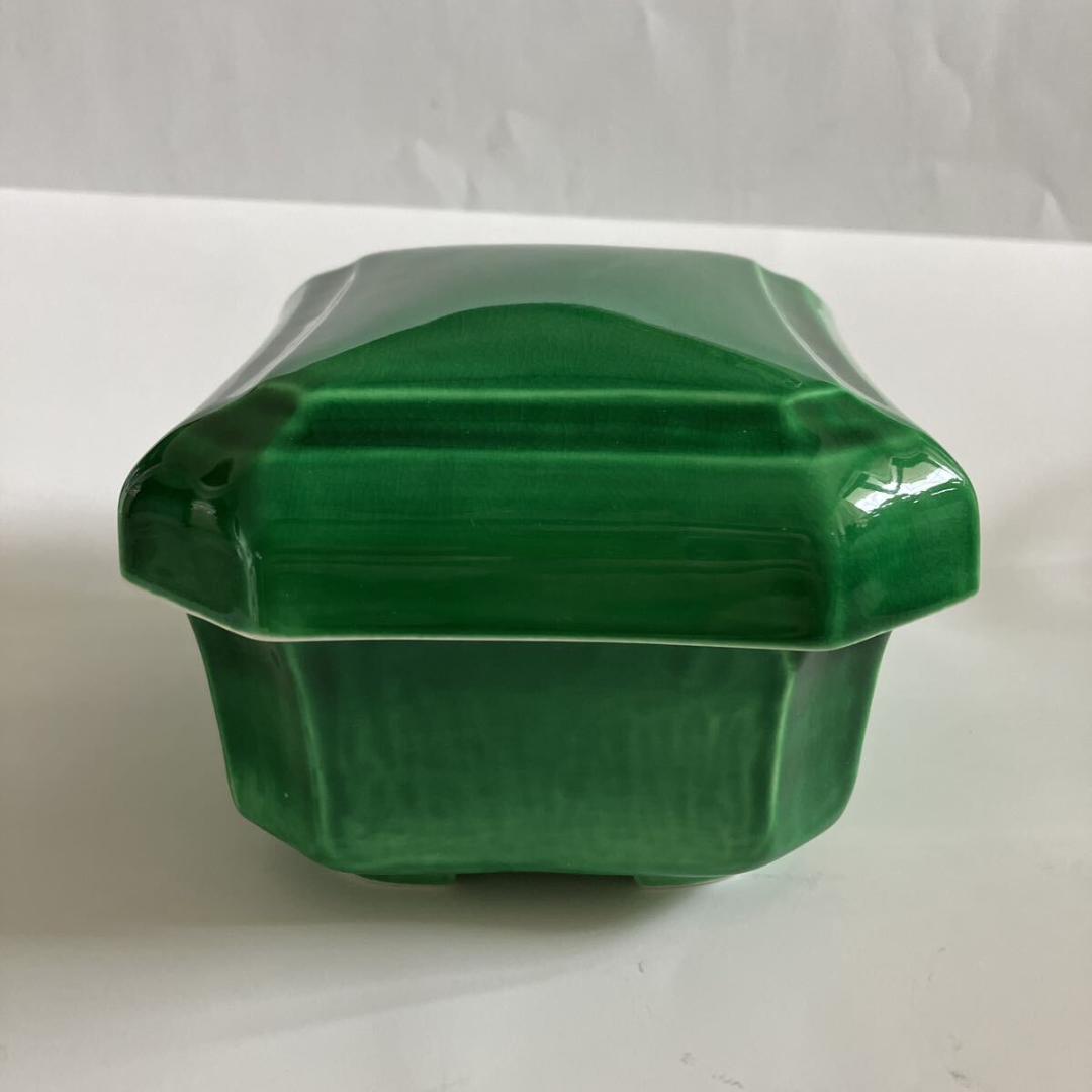 有田焼 福泉窯 緑 八角 長角 蓋物 未使用 福泉 箱物