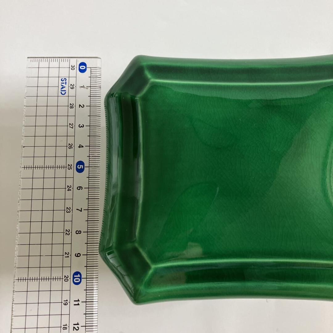 有田焼 福泉窯 緑 八角 長角 蓋物 未使用 福泉 箱物