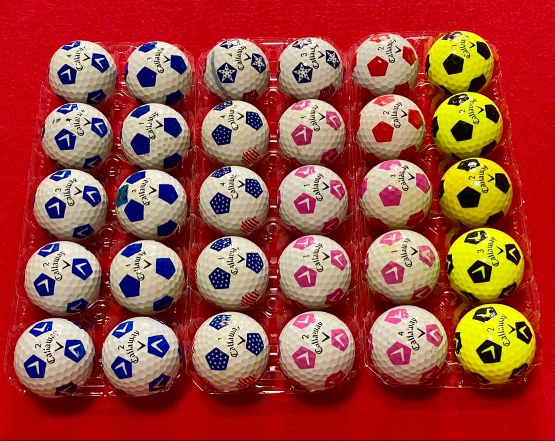M138【中古ゴルフボール】キャロウェイ/クロムソフト《サッカー柄》計30個