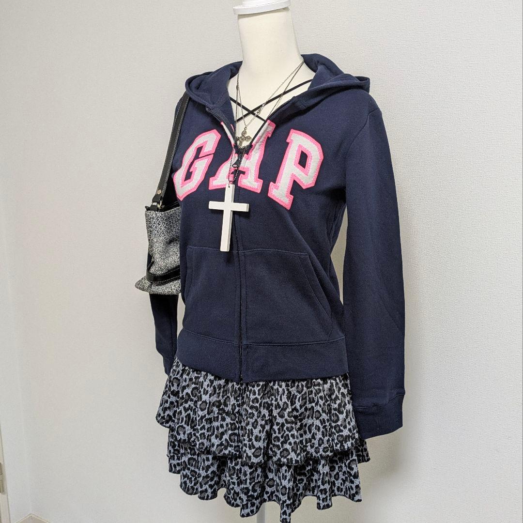 y2k GAP ジップパーカー ビッグロゴ グランジ 平成ギャル ネイビー