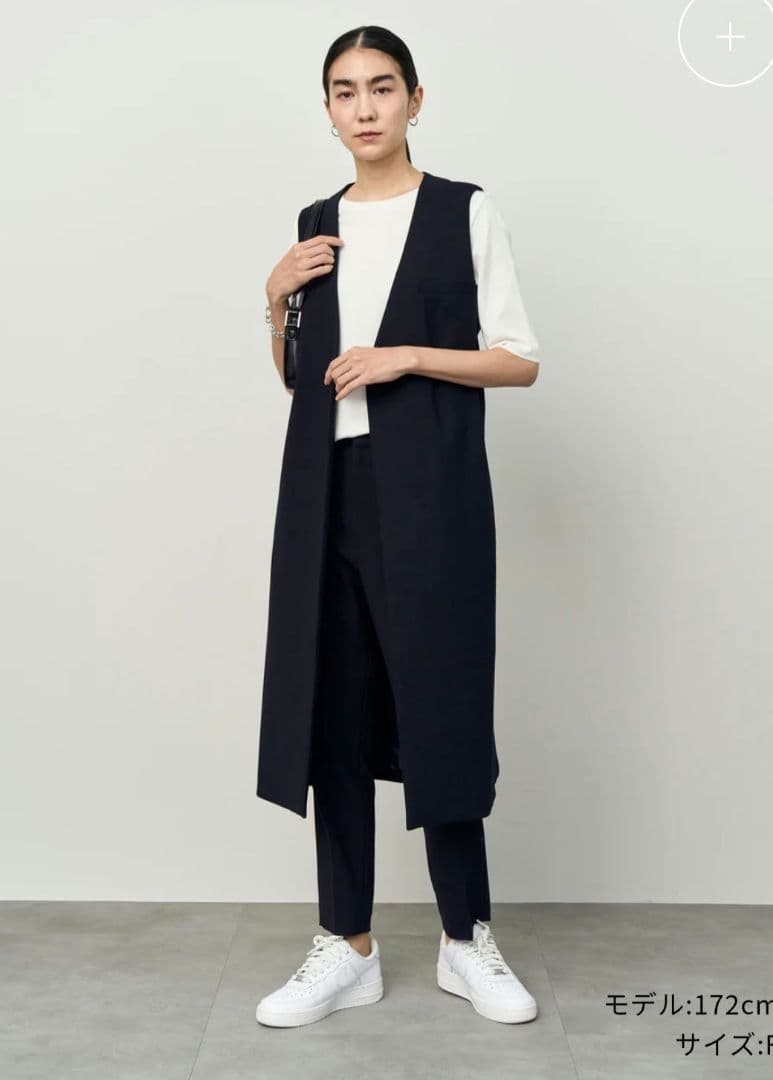 期間限定！SOEJU ウールライクロングジレ　ネイビー