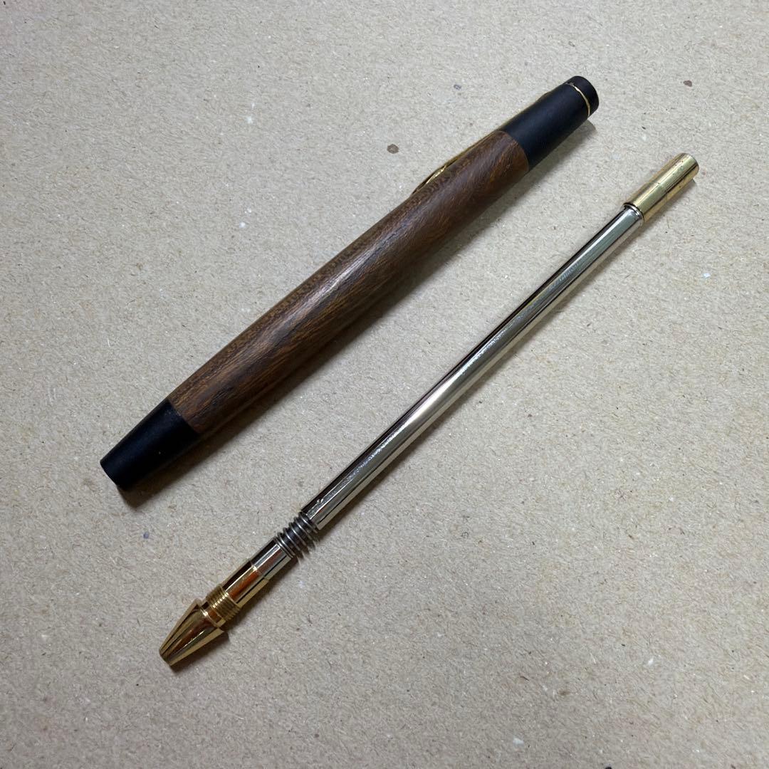 野原工芸 欅 シャーペン 0.5mm 旧型 ゴールド金具 ダブルノック式 木軸