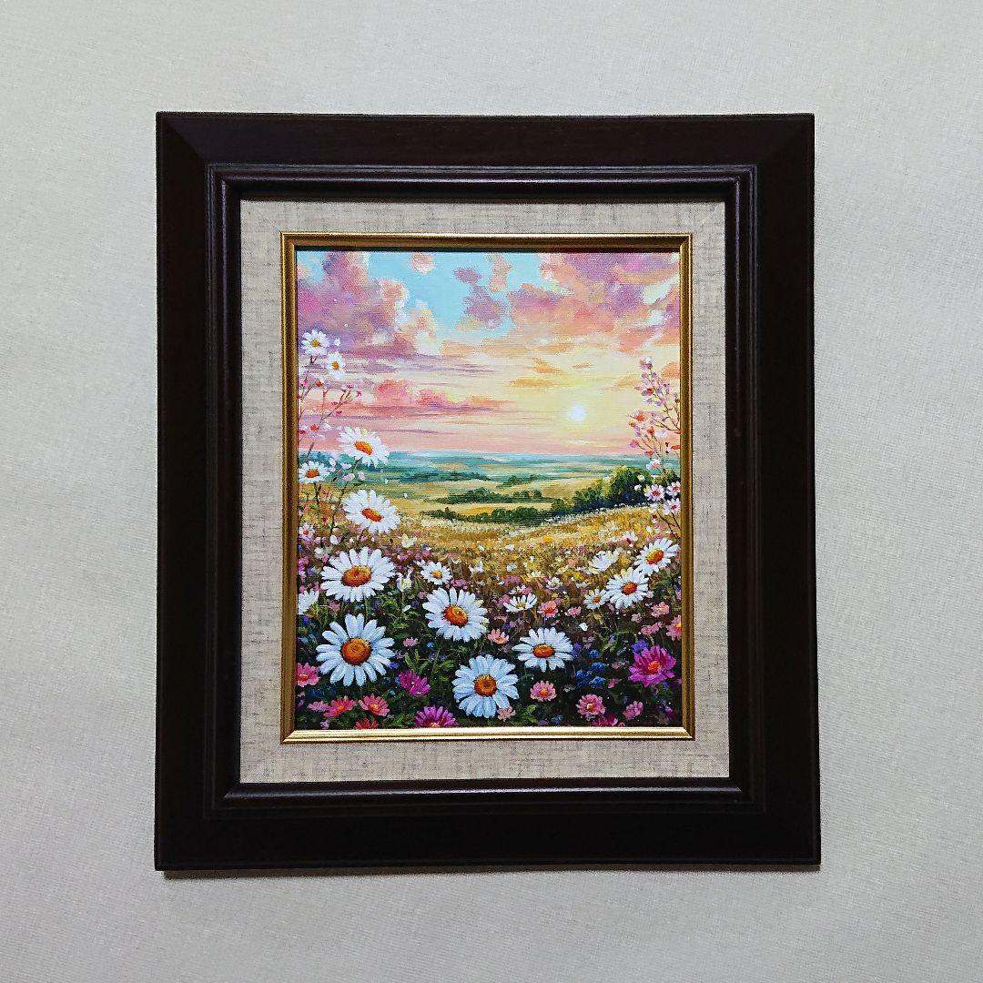 モ*猫様 【春の夕暮れ】アクリル画 F3 風景画 絵画