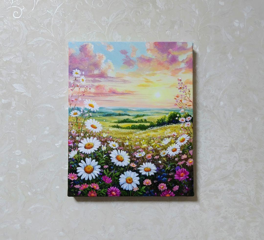 モ*猫様 【春の夕暮れ】アクリル画 F3 風景画 絵画