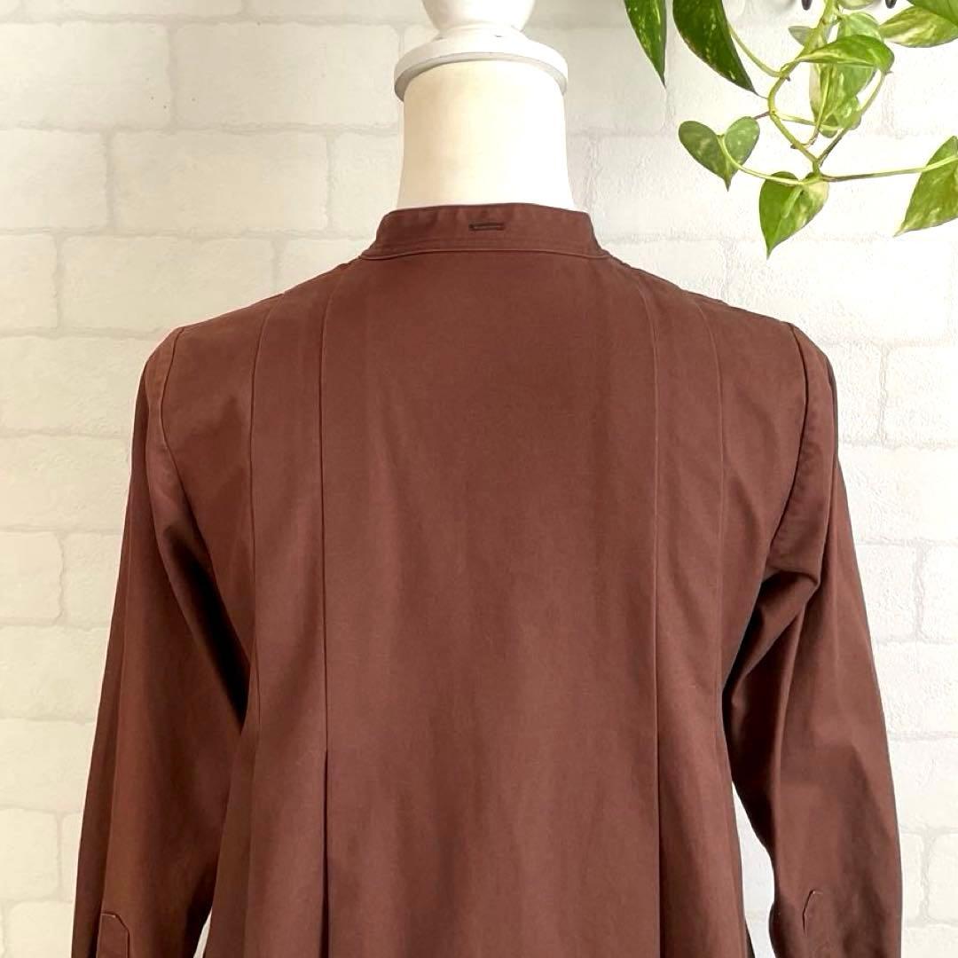 【美品】マーガレットハウエル タック ロング ワンピース Ａライン バンドカラー